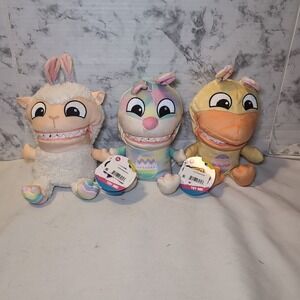 3x Easter Chatter Chompers Plush Animal Toy W/ Sound 6.5" Sheep Duck Bunny